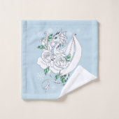 Dragon de glace élégant blanc Roses bleues Fantais (Gant de toilette)
