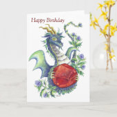 Dragon de grenat (Verseau) - carte d'anniversaire (Fleur jaune)