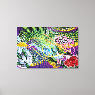 Dragon des imprimés d'art en toile étirée Rose