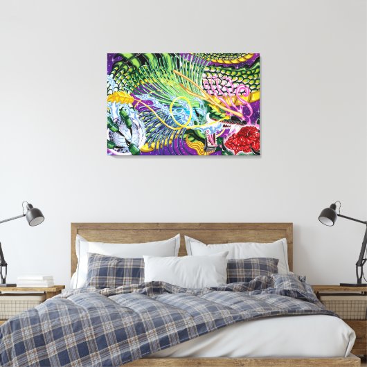 Dragon des imprimés d'art en toile étirée Rose (Insitu(Chambre))