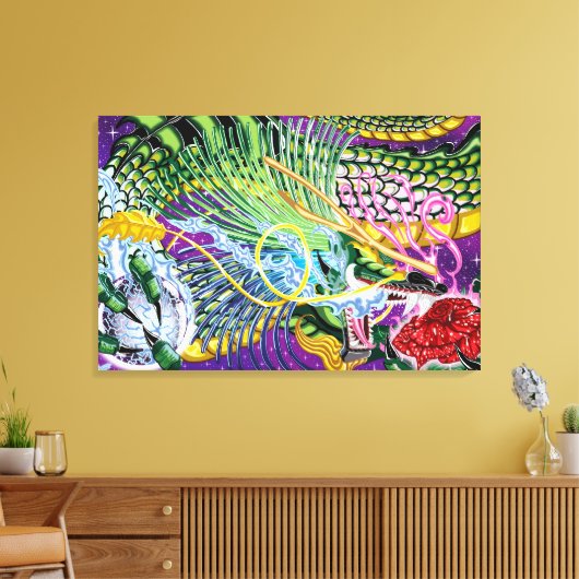 Dragon des imprimés d'art en toile étirée Rose (Insitu(Salon))