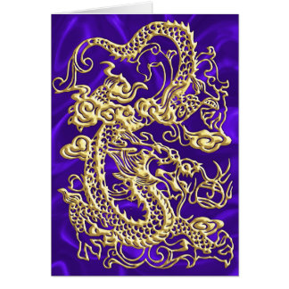 Dragon d'or embouti sur papier satin violet