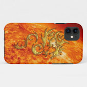 Dragon d'or tribal et coque iphone de soleil brûla (Dos (Horizontal))