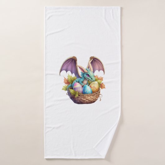 Dragon Easter Day Loves Collecting Easter Eggs Dra (Serviette de bain)