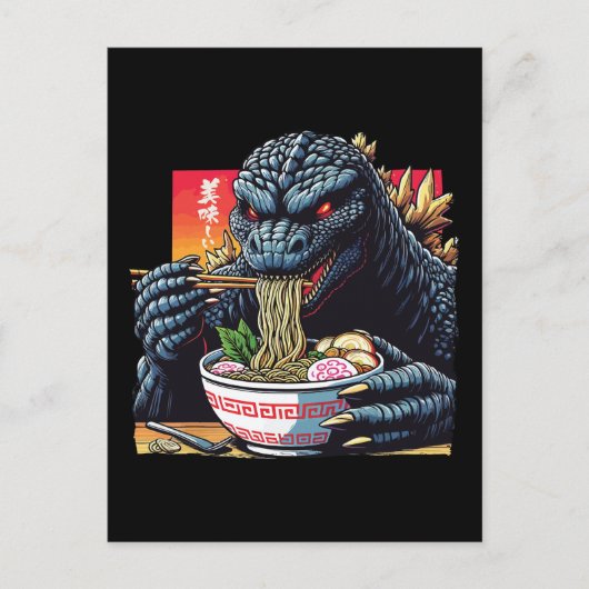 Dragon eating ramen  briefkaart (Voorkant)
