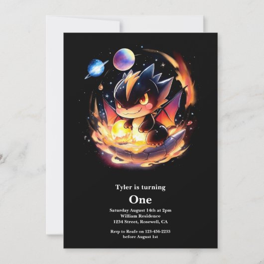 Dragon eerste verjaardag kaart (Voorkant)