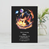 Dragon eerste verjaardag kaart (Staand voorkant)