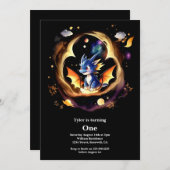 Dragon eerste verjaardag kaart (Voorkant / Achterkant)