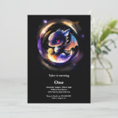 Dragon eerste verjaardag kaart (Staand voorkant)