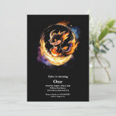 Dragon eerste verjaardag kaart (Staand voorkant)