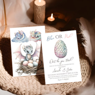 Dragon Egg Boy Girl Blauw Roze Geslacht Reveal Kaart