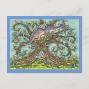 DRAGON-EIEREN, MEDIEVAL LAIR, FANTASY FOLK ART Bla Briefkaart