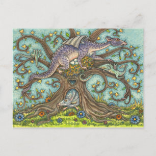 DRAGON-EIEREN, MEDIEVAL LAIR, FANTASY FOLK ART BRIEFKAART