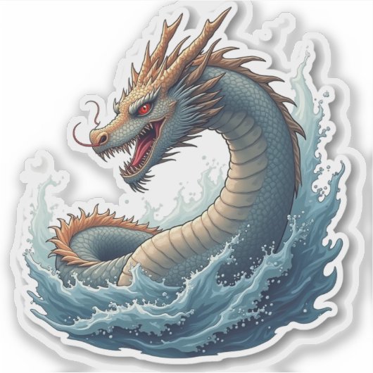 Dragon émergeant d'un Sticker à eau (Devant)