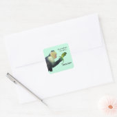 Dragon en aap vierkante sticker (Envelop)