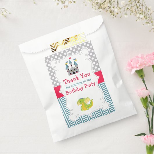 Dragon en Castle Birthday Party Bedankzakje (Gezegeld)