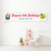 Dragon en Castle Birthday Party Spandoek (Insitu)