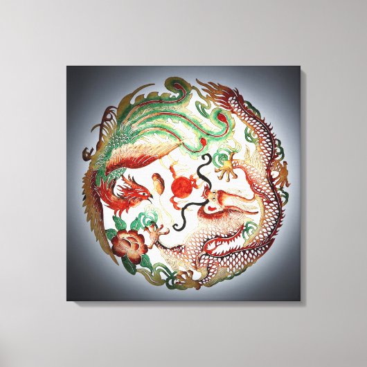 Dragon en feniks stencil canvas afdruk (Voorkant)