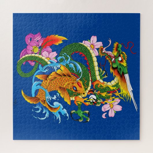 Dragon en Koi Legpuzzel (Horizontaal)