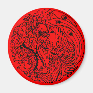 Dragon en Phoenix Magnet Magneet