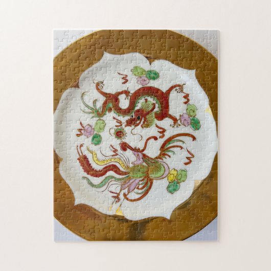 Dragon- en Phoenix-porseleinen plaat Legpuzzel (Verticaal)