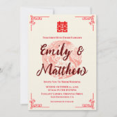 Dragon en Phoenix rode chinese bruiloft uitnodigin Kaart (Voorkant)