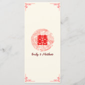 Dragon en Phoenix rood chinese bruiloft banket Menu (Achterkant)