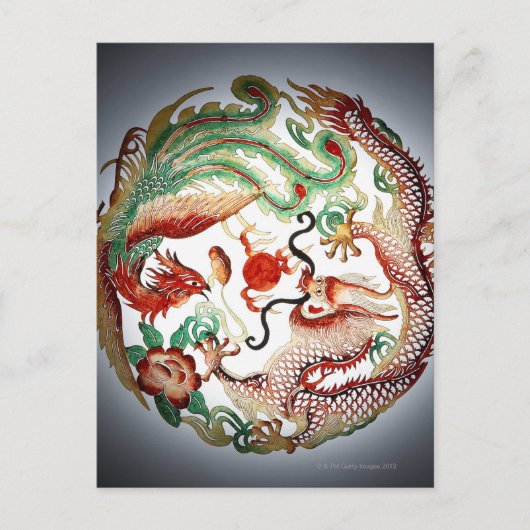 Dragon en Phoenix Stencil Briefkaart (Voorkant)