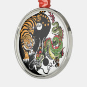 dragon en tijger yin yang metalen ornament (Links)