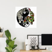 dragon en tijger yin yang poster (Thuiskantoor)