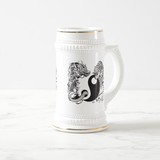 dragon en tijger yin yang symbool bierpul (Voorkant rechts)