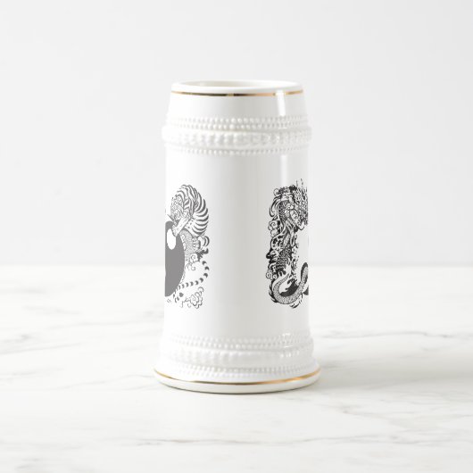 dragon en tijger yin yang symbool bierpul (Center)