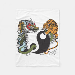 dragon en tijger yin yang symbool fleece deken