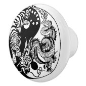 dragon en tijger yin yang symbool keramische knop (Rechts)
