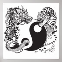 dragon en tijger yin yang symbool