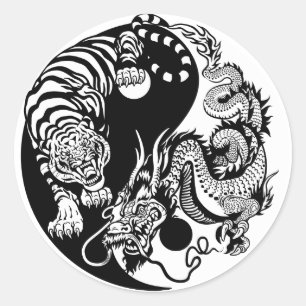 dragon en tijger yin yang symbool ronde sticker