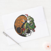 dragon en tijger yin yang symbool ronde sticker (Envelop)