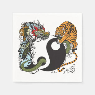 dragon en tijger yin yang symbool servetten