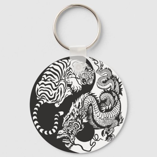 dragon en tijger yin yang symbool sleutelhanger (Voorkant)