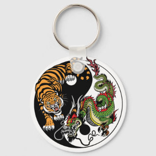 dragon en tijger yin yang symbool sleutelhanger