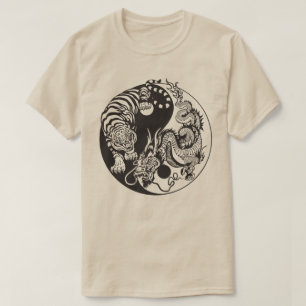 dragon en tijger yin yang symbool t-shirt