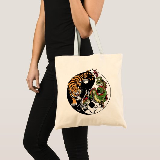dragon en tijger yin yang tote bag (Voorkant (product))