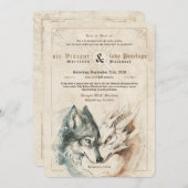 Dragon en Wolf bruiloft uitnodiging (Voorkant / Achterkant)