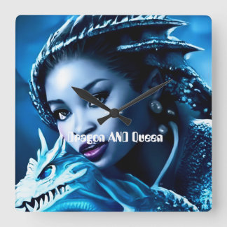 Dragon en zijn ruiter- Wandklok Vierkante Klok