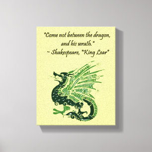 Dragon en zijn Wrath Shakespeare King Lear Cartoon Canvas Afdruk