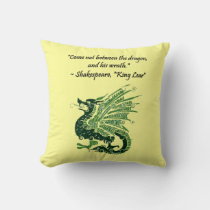Dragon en zijn Wrath Shakespeare King Lear Cartoon Kussen