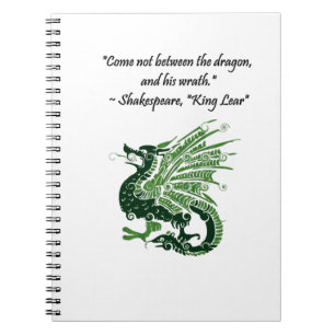 Dragon en zijn Wrath Shakespeare King Lear Cartoon Notitieboek