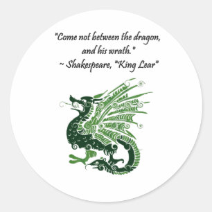 Dragon en zijn Wrath Shakespeare King Lear Cartoon Ronde Sticker