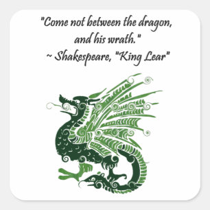 Dragon en zijn Wrath Shakespeare King Lear Cartoon Vierkante Sticker