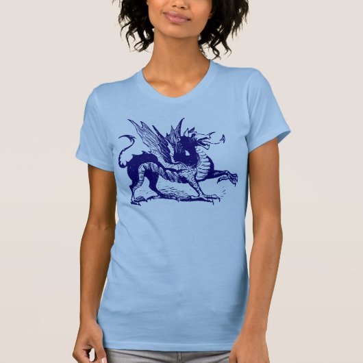 Dragon Engraving - Deep Navy T-shirt (Voorkant)